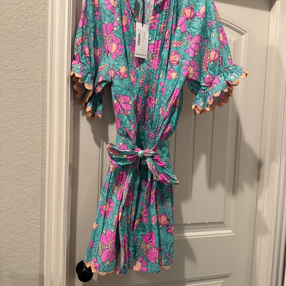 Juliet Dunn Blouson Poplin Dress in floral block print - Picture 7 of 7